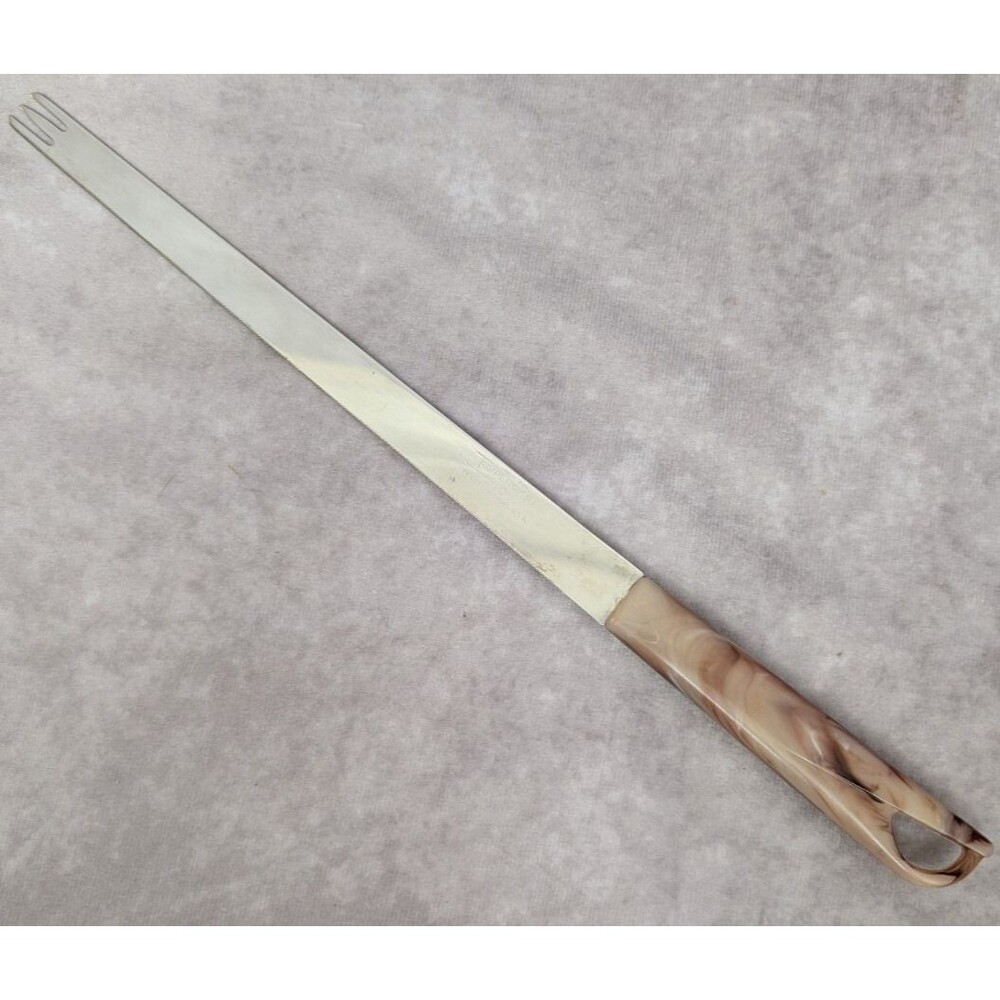 Vintage Tupperware 10 Inch Fork Tipped Serrated Slicer Knife Cattaraugus USA